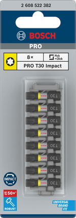 Puntas Bosch PRO Torx T30 de 25 mm (paquete de 8).