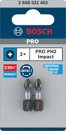 Paquete de 2 brocas de impacto Bosch PRO PH2 de 25 mm.