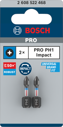 Puntas de impacto Bosch PRO PH1 de 25 mm (paquete de 2).