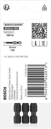 Puntas de impacto Bosch PRO Torx T40 de 55 mm (paquete de 2).