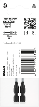 Paquete de 2 brocas de impacto Bosch PZ1 de 55 mm.