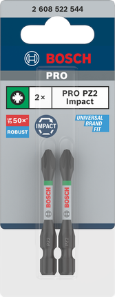 Brocas de impacto Bosch PRO PZ2 de 55 mm (paquete de 2).