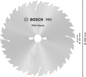 Hoja de sierra circular Bosch PRO Wood de 300 mm para cortes finos en madera.