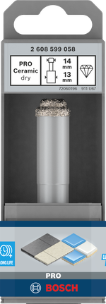 Broca seca cerámica Bosch PRO 14×33×13 mm.