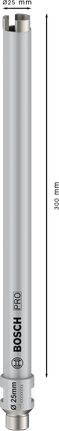 Cortadora de núcleo Bosch PRO húmeda 25 x 300 mm G 1/2".