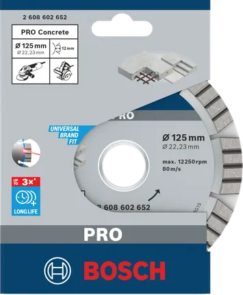 Disco de diamante para hormigón Bosch PRO de 125 × 22,23 mm.