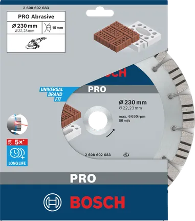 Disco de diamante abrasivo Bosch PRO 230×22,23 mm.