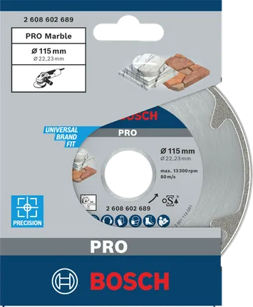 Disco de diamante Bosch PRO para mármol 115×22,23 mm.