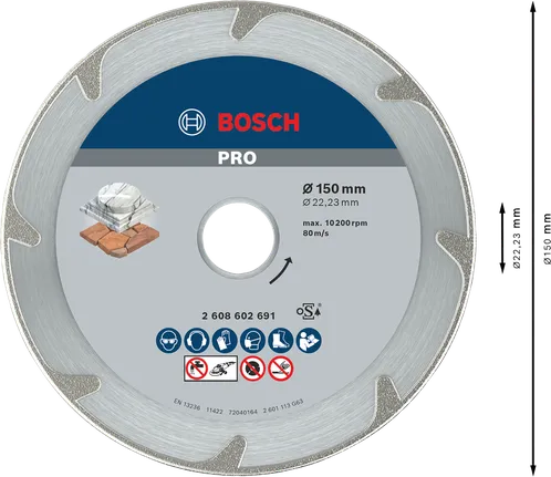 Disco de diamante Bosch PRO Marble 150 mm para cortar piedra.