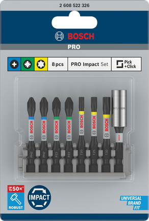 Juego de puntas de impacto Bosch PRO de 8 piezas.