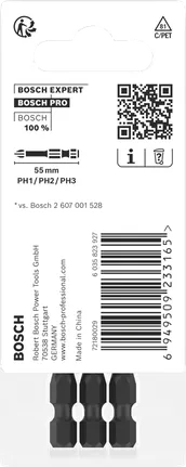 Juego de puntas de impacto Bosch PRO PH de 55 mm, 3 piezas.