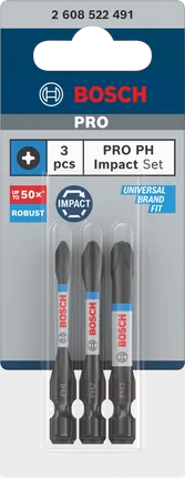 Juego de puntas de impacto Bosch PRO PH, 3 piezas.