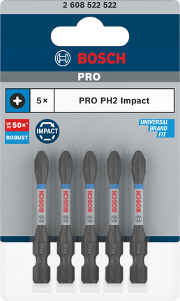 Puntas de impacto Bosch PRO PH2, paquete de 5.