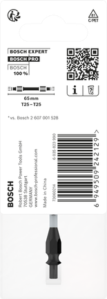 Punta de impacto Bosch PRO de doble punta T25 de 65 mm.