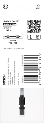 Punta de impacto Bosch PRO T30 de doble punta de 65 mm.