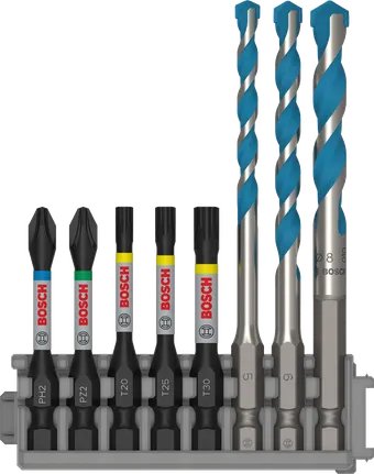 Juego de impacto Bosch PRO con brocas Multi Construction, 8 piezas.