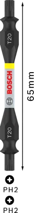 Punta de impacto de doble punta Bosch PRO T20 65 mm.