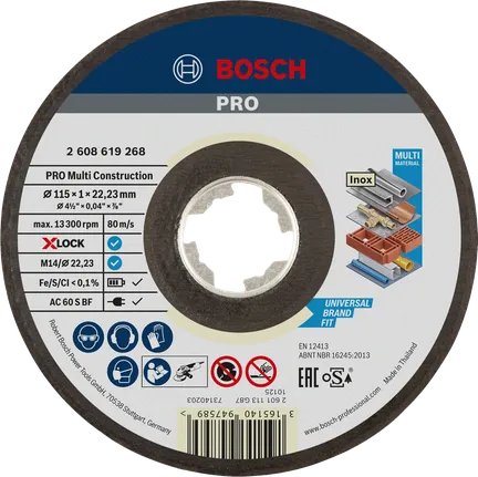Disco de corte Bosch PRO Multi Material X-Lock de 115 mm.