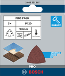 Hoja de lija Bosch PRO F460 93×93 mm.