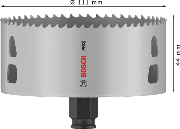 Sierra de corona Bosch PRO Multi Material PC Plus de 111 mm de diámetro.