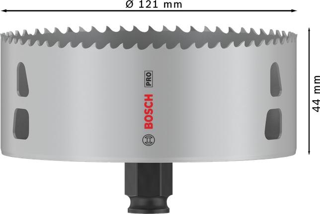 Sierra de corona Bosch PRO Multi Material PC Plus de 121 mm de diámetro.