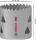 Sierra de corona multimaterial Bosch PRO roscada de 51 mm.