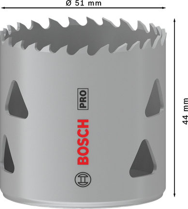 Sierra de corona multimaterial Bosch PRO roscada de 51 mm.