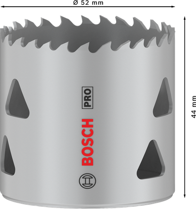 Sierra de corona multimaterial Bosch PRO roscada de 52 mm.