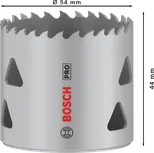 Sierra de corona multimaterial Bosch PRO roscada de 54 mm.