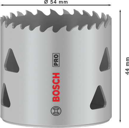 Sierra de corona multimaterial Bosch PRO roscada de 54 mm.