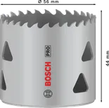 Sierra de corona multimaterial Bosch PRO roscada de 56 mm.