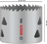 Sierra de corona multimaterial Bosch PRO roscada de 59 mm.