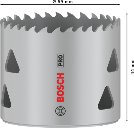 Sierra de corona multimaterial Bosch PRO roscada de 59 mm.