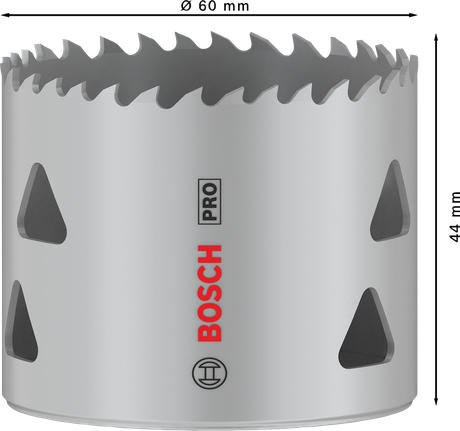 Sierra de corona multimaterial Bosch PRO roscada de 60 mm.