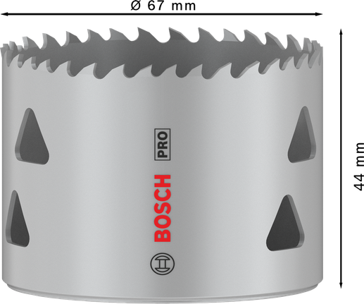 Sierra de corona multimaterial Bosch PRO roscada 67 mm.