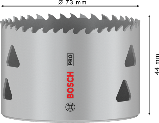 Sierra de corona multimaterial Bosch PRO roscada de 73 mm.