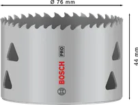 Sierra de corona multimaterial Bosch PRO roscada de 76 mm.