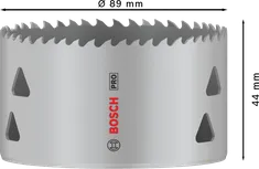 Sierra de corona multimaterial Bosch PRO de 89 mm para cortar.