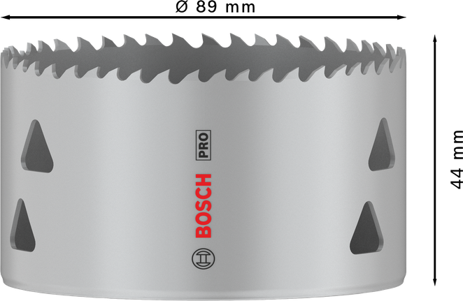 Sierra de corona multimaterial Bosch PRO de 89 mm para cortar.