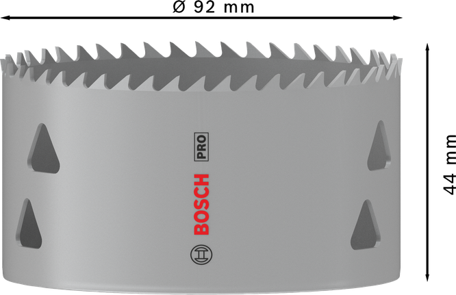 Sierra de corona multimaterial Bosch PRO de 92 mm, roscada.