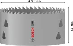 Sierra de corona multimaterial Bosch PRO de 95 mm para un corte versátil.