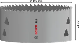 Sierra de corona multimaterial Bosch PRO de 108 mm para cortes versátiles.