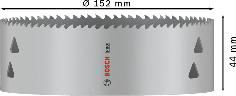 Sierra de corona multimaterial Bosch PRO de 152 mm para un corte versátil.