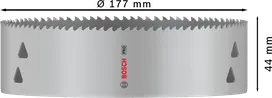 Sierra de corona multimaterial Bosch PRO de 177 mm para diversos materiales.