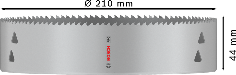 Sierra de corona multimaterial Bosch PRO de 210 mm y rosca de 44 mm.