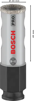 Sierra de corona Bosch PRO Tile PC Plus de 19 mm para taladrar baldosas.