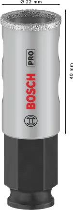 Sierra de corona Bosch PRO Tile PC Plus de 22 mm para cortar azulejos.