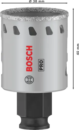 Sierra de corona Bosch PRO Tile PC Plus de 38 mm para baldosas duras.