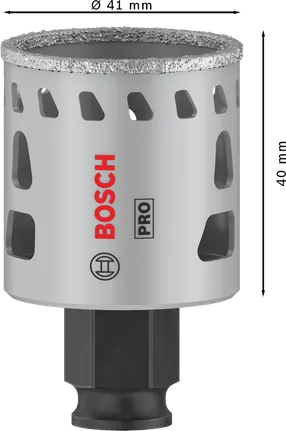 Sierra de corona Bosch PRO Tile PC Plus de 41 mm para taladrar baldosas.