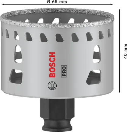 Sierra de corona Bosch PRO Tile PC Plus de 65 mm para cortar azulejos.